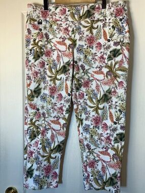 Lisette L Tropical Floral Capri Pants Women’s Size 18 Stretch Cotton Canadian